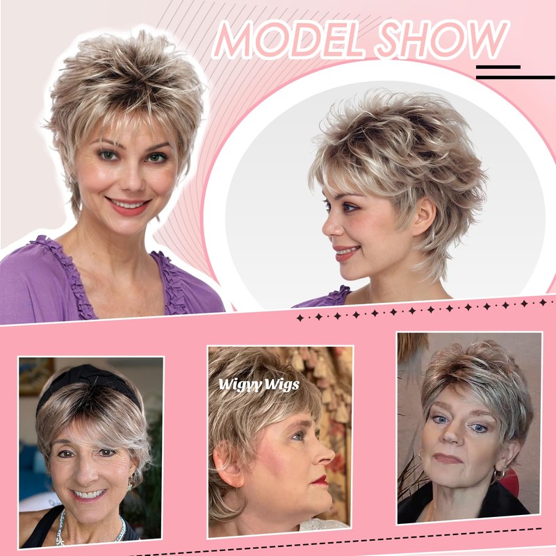 Short Pixie Wig for White Women – Curly Deep Brown