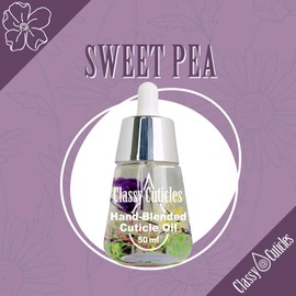 Classy Cuticles | Hand Blended Cuticle Oil | Vegan, Cruelty-Free, & Hydrating | Vitamin E, Jojoba, and Argan Oil | 50 mL Desk Bottle | Sweet Pea Scent | Pack of 1