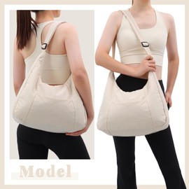 Syrads Puffer Crossbody Bags for Women Lightweight Shoulder Bag Casual Hobo Tote Handbag with Pockets, beige