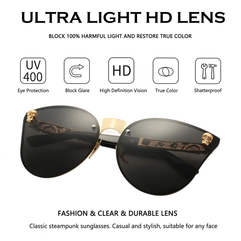 Dollger UV400 - anteojos de sol con diseño de calavera,
