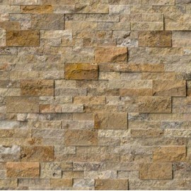 Scabos Travertine Splitface Stacked Ledger Wall Panel 6 in. x 24 in. Natural Stone Tile for Accent Walls Kitchen Backsplash Fireplace Surrounds (Sample Swatch)