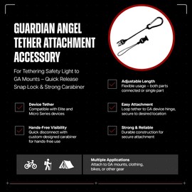 Guardian Angel Short Tether Attachment Accessory | Easy Safety Light Connection – Quick Release Snap Lock & Strong Carabiner