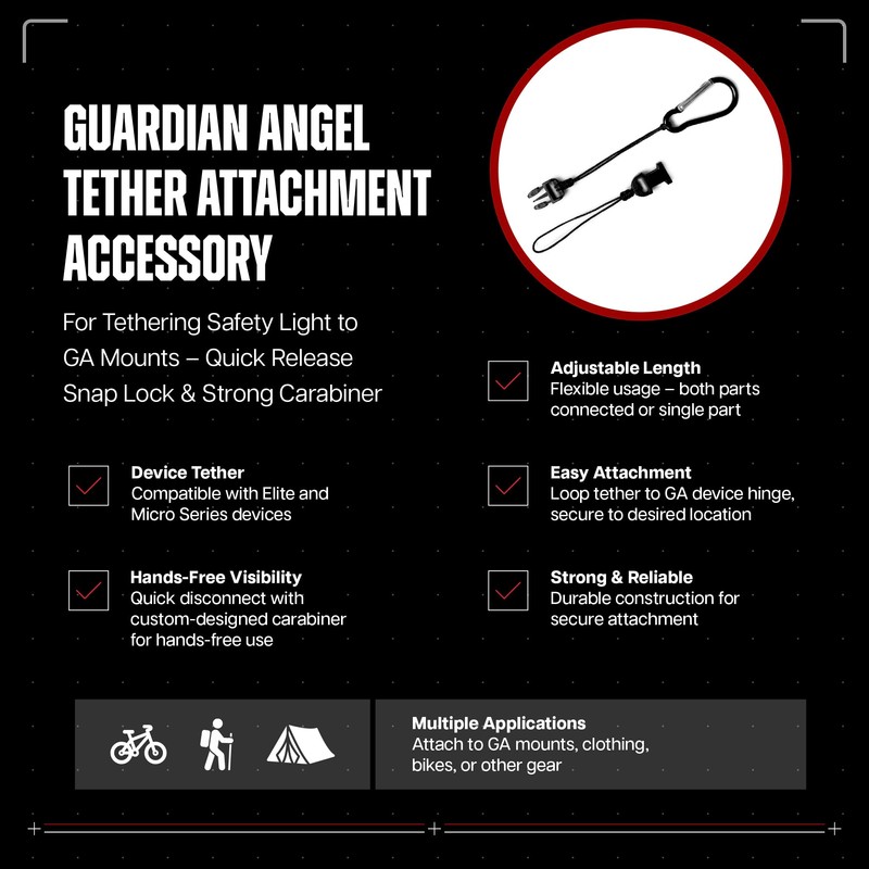 Guardian Angel Short Tether Attachment Accessory | Easy Safety Light