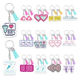 Equsion 24 Pcs Sonographer Keychains Gifts Funny Ultrasound Tech Gifts Ultrasound Tech Keychains Party Favors Sonography Party Supplies with Tassel for Medical Student Graduation Women Men