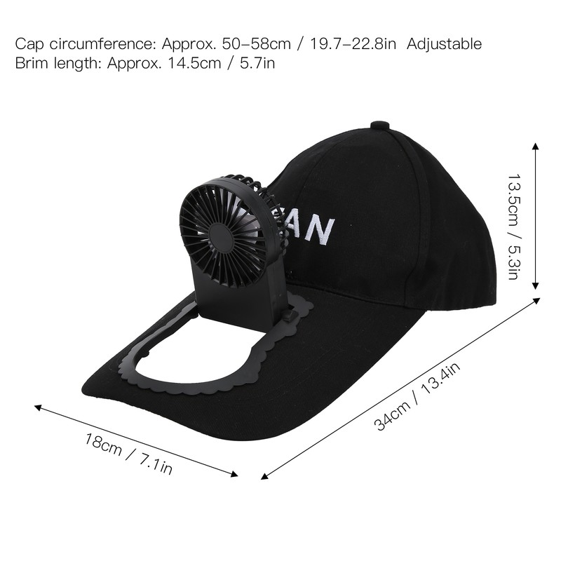 Portable USB Rechargeable Fan Hat Adjustable Adult Unisex Sun UV