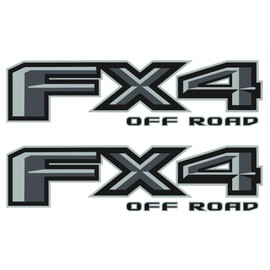 FX4 Off Road Decal Set for Ford Pickup Truck, Die-Cut Vinyl, Bedside Replacement Stickers, Metallic Finish (Gray, 2.6" x 10.25", Ranger)