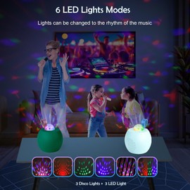 Mini Karaoke Machine for Kids Adults:Bluetooth Speaker with 2 Wireless Microphones:Portable Microphone Speaker with Colorful LED Disco Lights for Home Party-Birthday Gifts for Kids Girls Boys (Green)