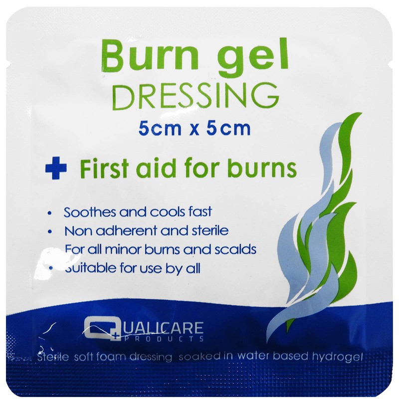 5 Pack Qualicare 5cm x 5cm Small Burns Scalds Emergency