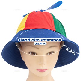 AUEAR, Blue Rainbow Propeller Hat Adult Top Hat Spinning Bamboo Dragonflies Helicopter Baseball Cap