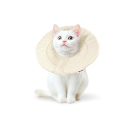 (Over 20,000 Pieces in the Series) Petiam Elizabeth Collar, Cats, Dogs, Soft, Lightweight, Prevents Licking Scratches and Scratching Postoperative Care (Milk Tea Beige, M)