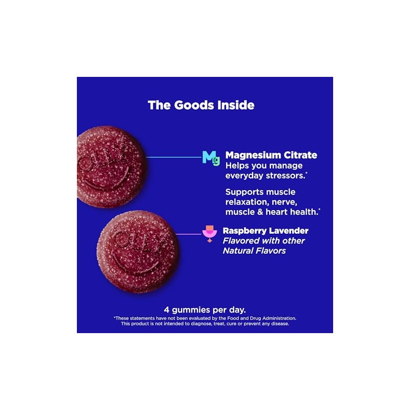 OLLY Relaxing Magnesium Gummies, Supports Muscle Relaxation,* Magnesium Citrate, Raspberry