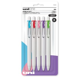 uni-ball one Retractable Gel Pens, Medium Point (0.7mm), Assorted Ink, 5 Pack