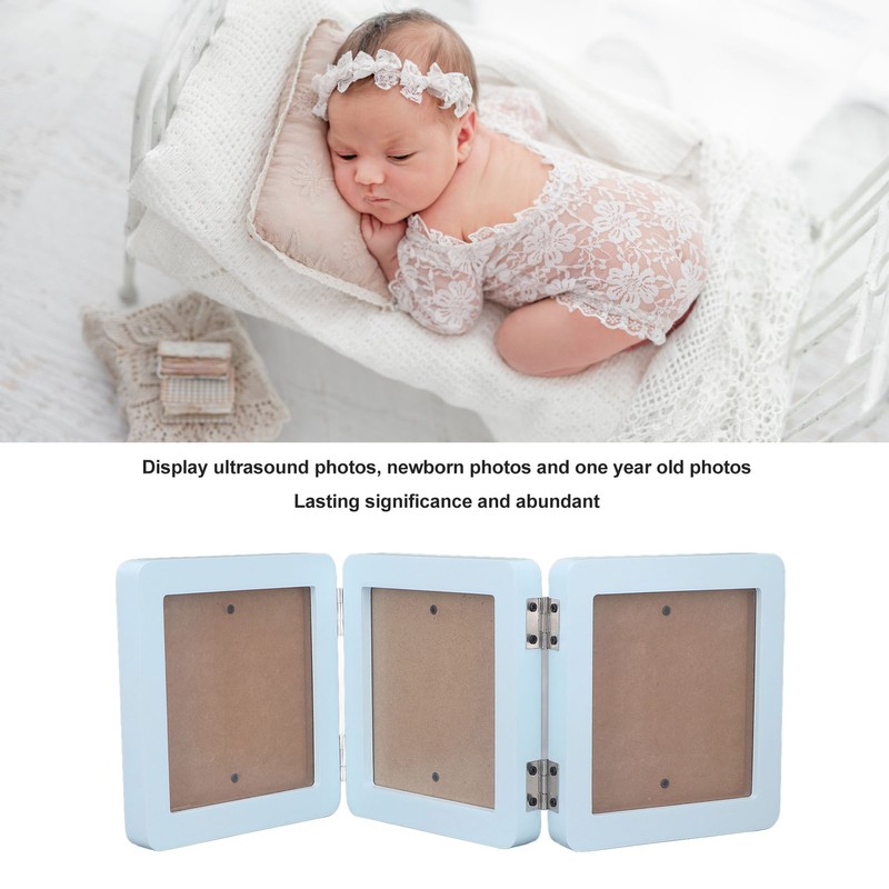 Sonogram Picture Frame 3 Folding Wood Pregnancy Baby First Photo