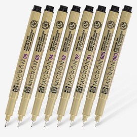 SAKURA : Pigma : Micron Pen : Wallet : Set of 8 : Black