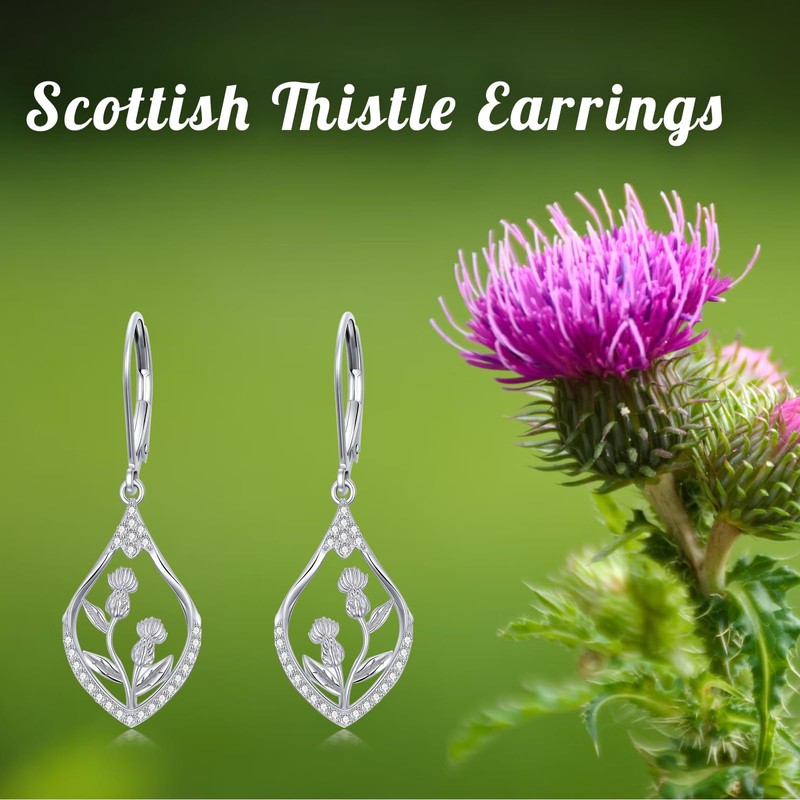 Scottish Thistle Earrings Sterling Silver Thistle Earrings Scottish Leverback Earrings