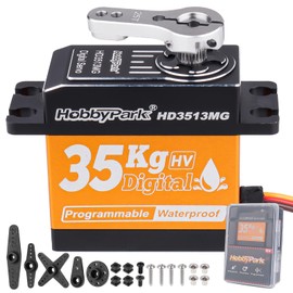 HobbyPark Waterproof 35KG High Torque Servo Motor Metal Gears Digital Servo Arduino Servo Full Aluminum Shell for 1/8 1/10 1/12 RC Crawler RC Truck RC Car Buggy Robotic DIY Control Angle 180°