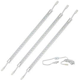 3 x 12" LED Strip Kit - White Cover with Cool White Light (6,000k) - Under Cabinet Furniture 120v/110v - Dimmable - Line Voltage - Professional Grade Electrician