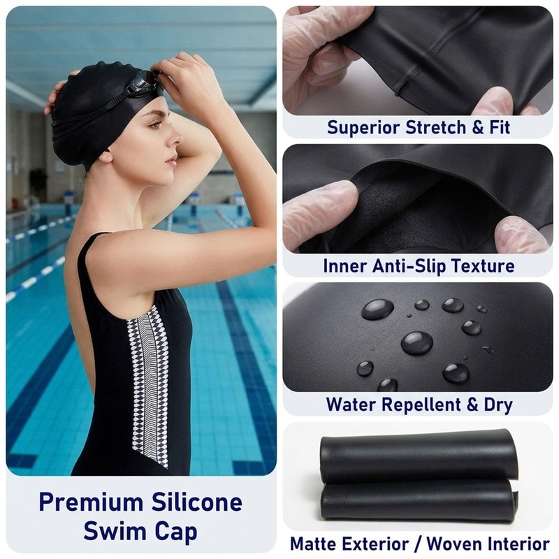 2pcs Elastic Swimming Hat,Non-slip Fabric Swimming Hat
