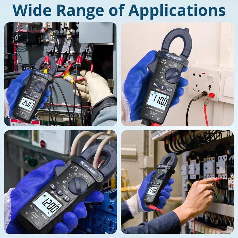 ALLmeter 600A TRMS Digital Clamp Meter with 6000 Counts,Auto Ranging,AC