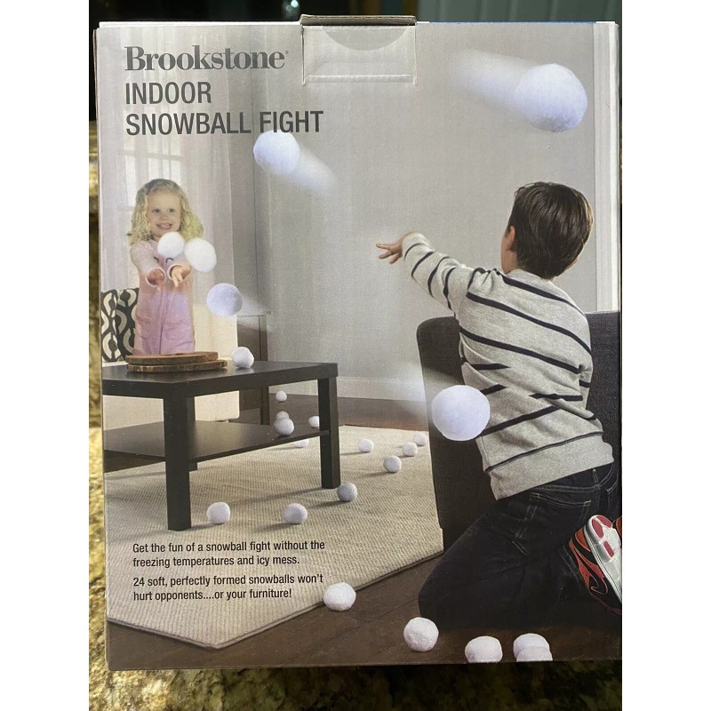 Brookstone Indoor Snowball Fight - 24 Soft White Snowballs No