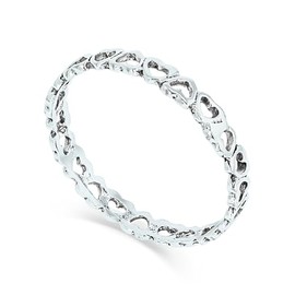 Solid 925 Sterling Silver Heart Stacking Ring 2.5mm Band in Sizes G-Z (M)