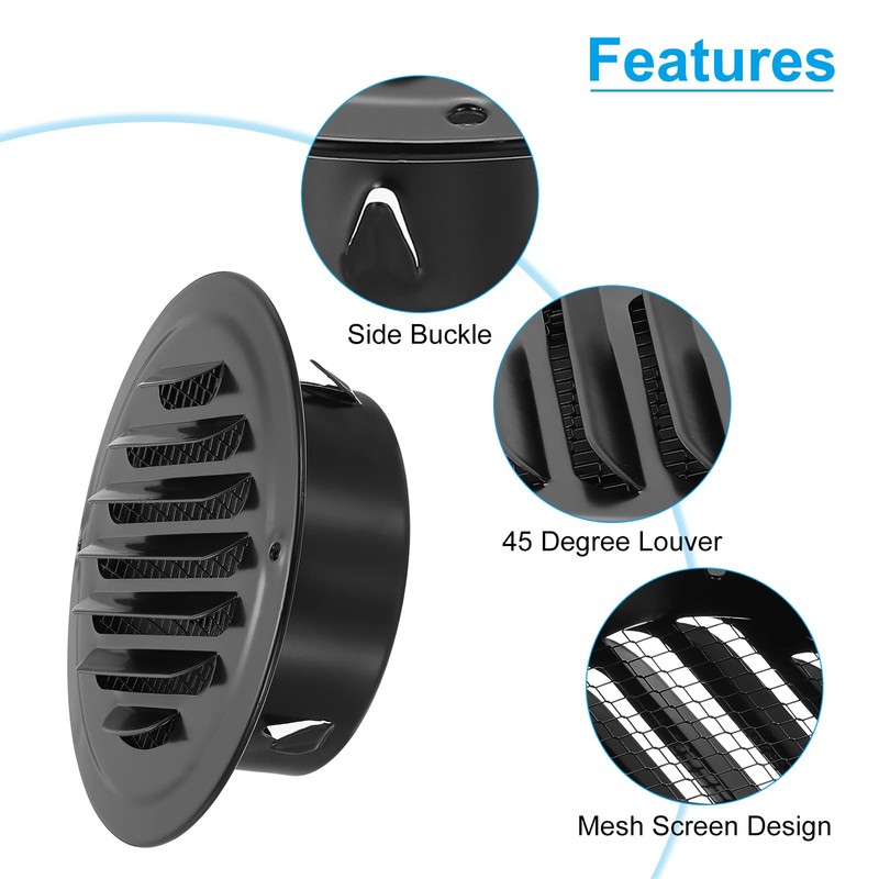 PATIKIL 4" Round Air Vent Cover, 2pcs Stainless Steel Louvered