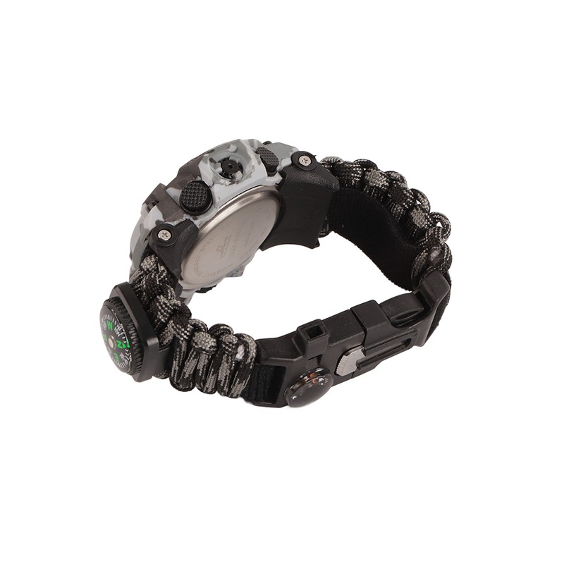 Outdoor Camping Survival Watch Multi Functional Bracelet Compass Whistle Paracord