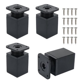 Minnhua Set of 4 Furniture Feet, Adjustable Furniture Legs, Black Furniture Feet, Height Adjustable Table Legs, Height Adjustable, 40 x 40 mm, Cabinet Feet, Metal Table Legs, 60 mm - 80 mm, for
