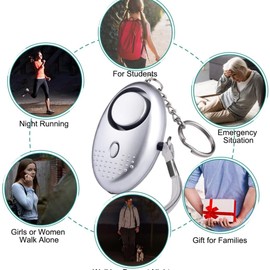 Personal Alarm, Security Alarm Keychain With 140DB Loud Police Approved Self Defense Security Safety For Women Girls and Elders (Silver)