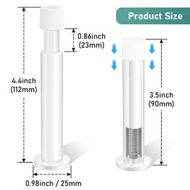 3 PCS Door Stoppers, 112mm Wall Mounted Door Stop, White Spring Door Stops with Rubber Tip, Long Metal Doorstop for Indoors Outdoors