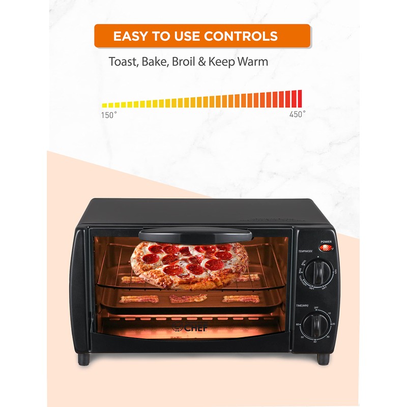 Commercial Chef 10 Liter 4 Slice Mechanical Toaster Oven