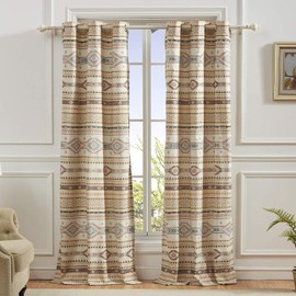 Greenland Home Phoenix Paneles de Cortina, Conjunto de 4 Piezas, Forradas con ataduras, 213 cm de Largo, Marron Topo
