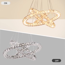 diisunbihuo Modern LED Chandeliers Crystal Chandeliers Ceiling Light Three Rings Pendant Light with Acrylic for Bedroom Dinning Room Hallway(Warm White 30/40/50)