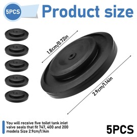 Yitexin 5 Pieces Toilet Fill Valve Seal Replacement, Black Toilet Tank Fill Valve Gasket Compatible with 200/400/747 Models, Standard Replacement Parts Inside Tank Rubber Seal (Black)