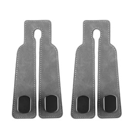 ONEBOOM 2 PCS Car Seat Back Storage Hook, Leather Car Seat Hooks for Headrest with Double Hook, Multifunctional Car Bag Hook and Phone Holder, Car Seat Hooks for Purses, Bags, Umbrellas (Grey)