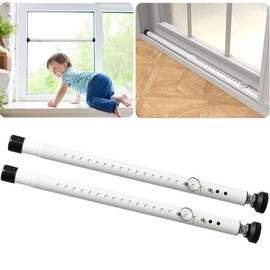 2-in-1 Upgraded Door Security Bar & Sliding Patio Door (2 Pack) Adjustable Sliding Door Lock Security Bar, Security Bars for Window, Front Door, Patio Door, Apartment, Home, Hotel Room- White