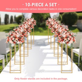 10Pcs 31.5Inch/80cm Tall Gold Centerpiece Stands, Metal Flower Stand for Wedding Table Centerpieces Decor Garden Flower Rack Geometric Flower Vase for Party, Wedding Reception, Home Decoration