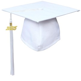 GraduationForYou Unisex Graduation Cap with Tassel 2025 White