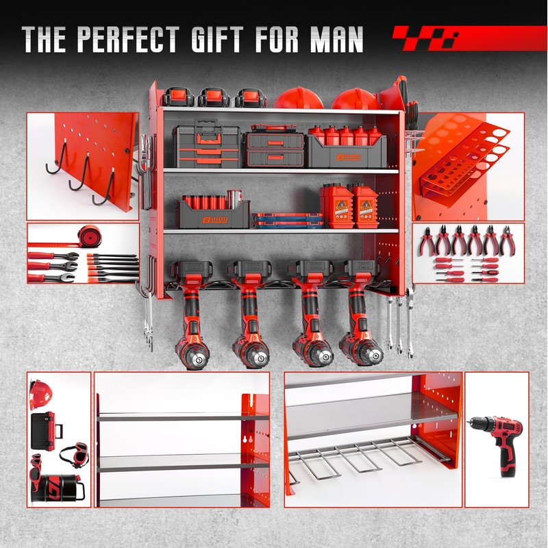 BIHOO Power Tool Organizer Wall Mount, Garage Tool Organizer with