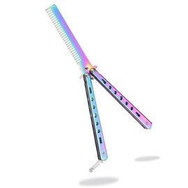 HAMKU Butterfly Comb Butterfly Comb Foldable Pocket Comb Spring Hair Comb for Hair Barber Comb Hair Styling Accessories Training Butterfly Style Comb (Colourful), 1 Piece, bronze, m