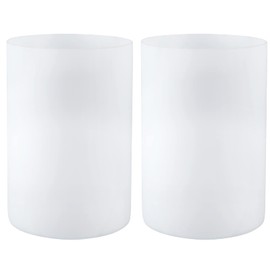 Skelang Lip-less Glass Lamp Shade, Cylindrical Light Cover with Fitter Opening, Replacement for Chandelier, Pendant, Bathroom Vanity Light, Frosted Opal White, 2 Pcs