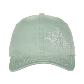 Outdoor Cap Women's Flower Embroidered Mom Cap, Mint Green