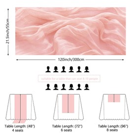 DREAMBOAT 10 Pack Peach Pink Cheesecloth Table Runner 20x120 Inch Gauze Table Runner Boho Rustic Sheer Cheese Cloth Table Runner for Wedding Baby Bridal Shower Valentine's Day Table Decor