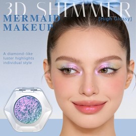 HOSAILY Chameleon Purple Blue Duochrome Eyeshadow, Glitter Shimmer Rich Color Holographic Metallic Single Eye shadow Palette, Color Shift Sparkle Iridescent Eye Brightener Highlighter Fairy Makeup