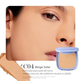 SACE LADY Flawless Master Polvo Compacto Waterproof，Maquillaje en Polvo Traslúcido，Control de Grasa y Brillo，Mate，SPF30 PA+++，C04 Beige Solar