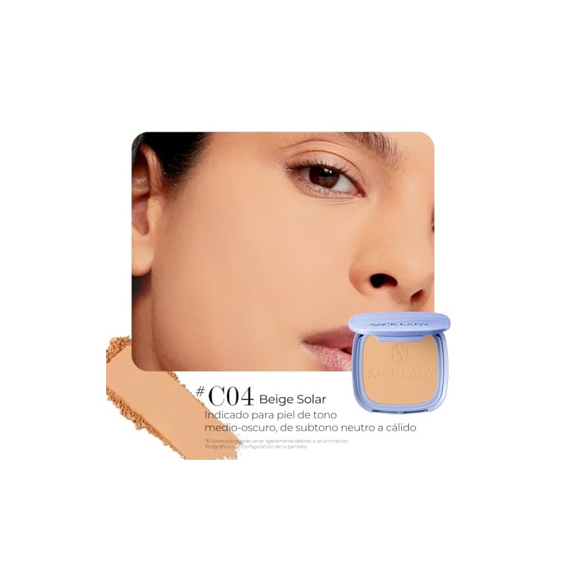 SACE LADY Flawless Master Polvo Compacto Waterproof，Maquillaje en Polvo Traslúcido，Control