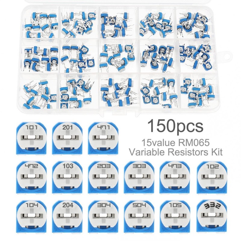 SMGDA 15 Values 150pcs 100 Ohm to 2M Ohm Variable