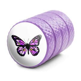 GRAPHICS & MORE Butterfly with Flowers Tire Rim Wheel Aluminum Valve Stem Caps