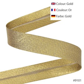 Les Petits Rubans Nastro sbieco metallizzato luccicante, 80% Poliestere 20% Lurex, 20mm x 20m, Oro