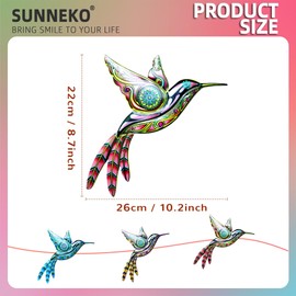 SUNNEKO 3 Pieces Metal Hummingbird Wall Decoration Wall Decoration Hummingbird Garden Decoration Living Room Garden Decoration Wall Decoration Sculpture Statues Home Decorations